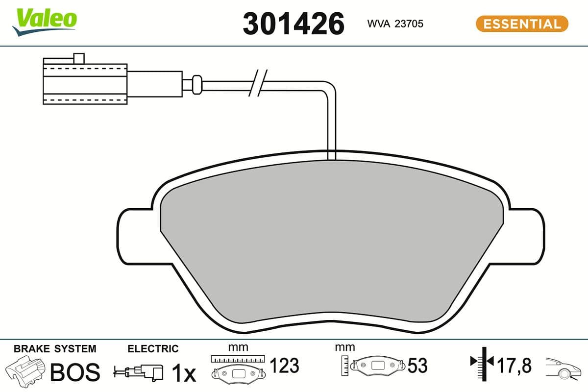 set placute frana,frana disc VALEO ESSENTIAL 301426