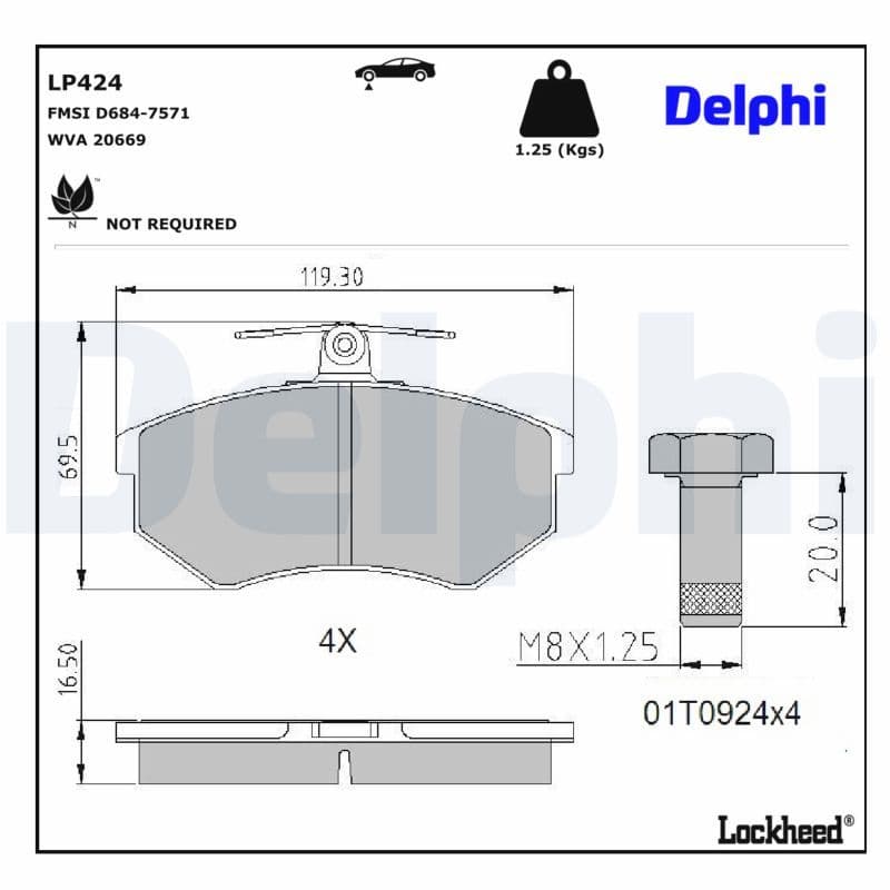 set placute frana,frana disc DELPHI LP424