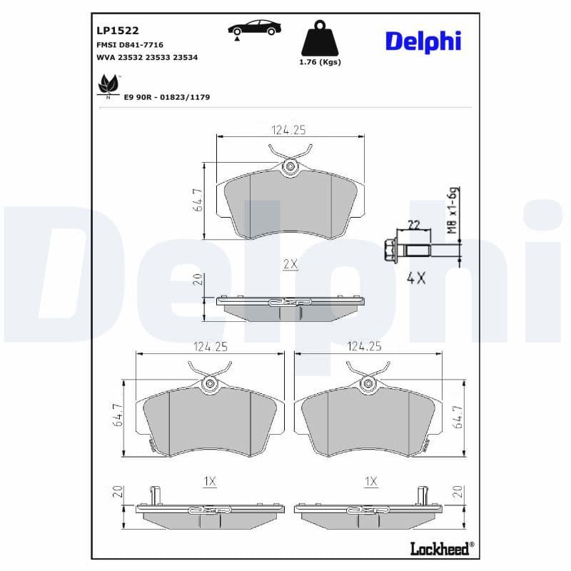 set placute frana,frana disc DELPHI LP1522