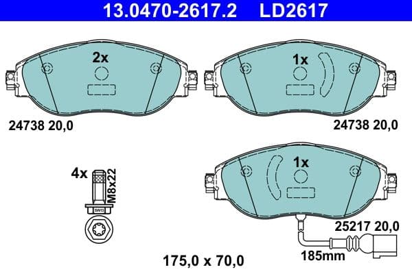 set placute frana,frana disc ATE Ceramic 13.0470-2617.2