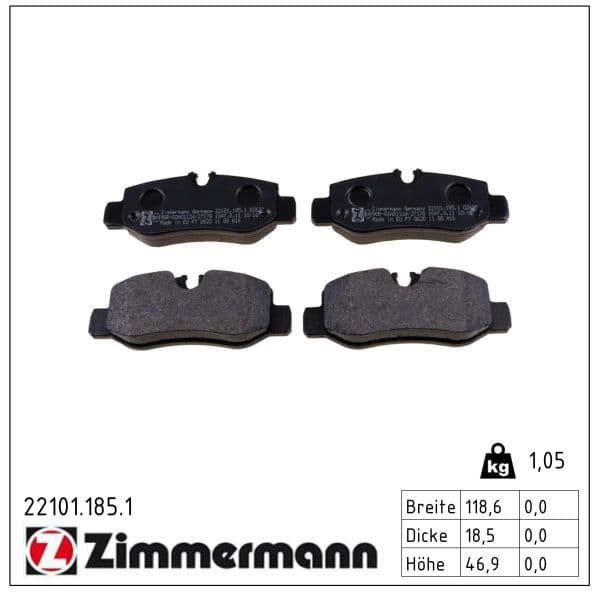 set placute frana,frana disc ZIMMERMANN 22101.185.1