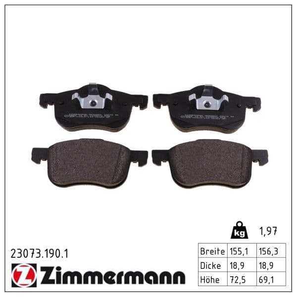 set placute frana,frana disc ZIMMERMANN 23073.190.1