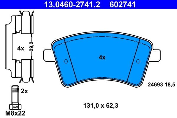 set placute frana,frana disc ATE 13.0460-2741.2