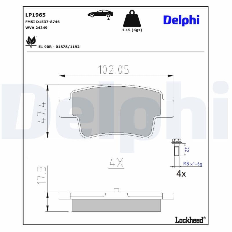 set placute frana,frana disc DELPHI LP1965
