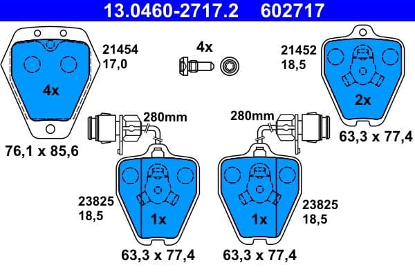 set placute frana,frana disc ATE 13.0460-2717.2