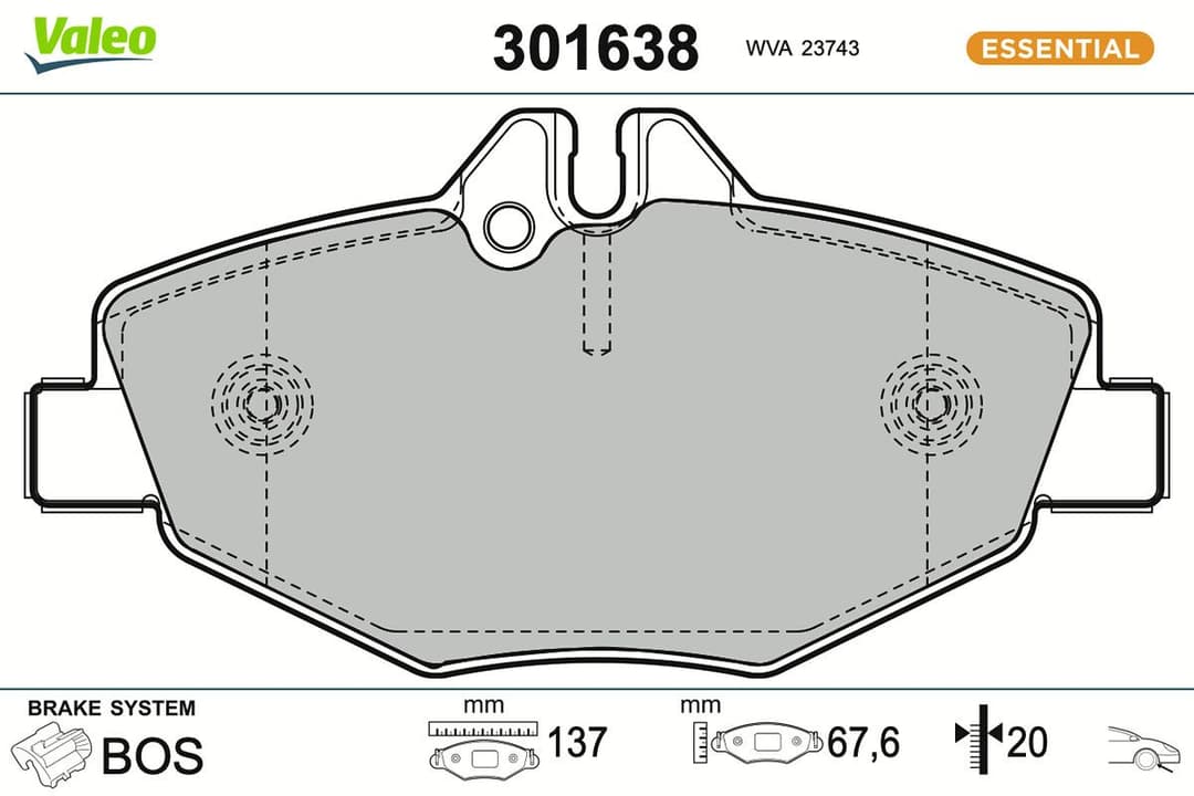 set placute frana,frana disc VALEO ESSENTIAL 301638