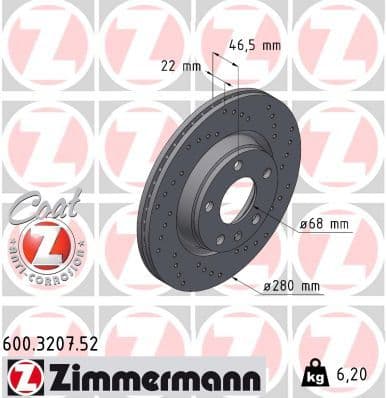 Disc frana ZIMMERMANN SPORT Z 600.3207.52