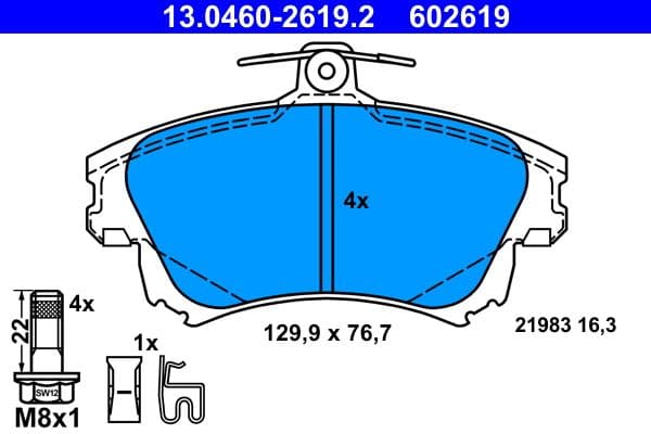 set placute frana,frana disc ATE 13.0460-2619.2