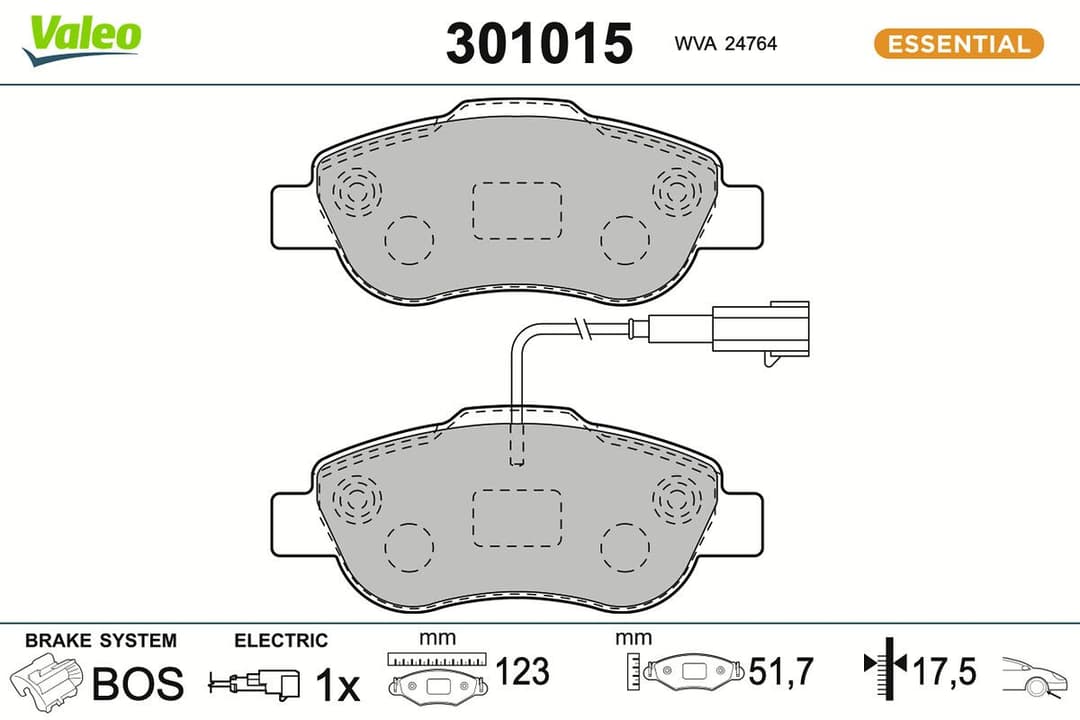 set placute frana,frana disc VALEO ESSENTIAL 301015
