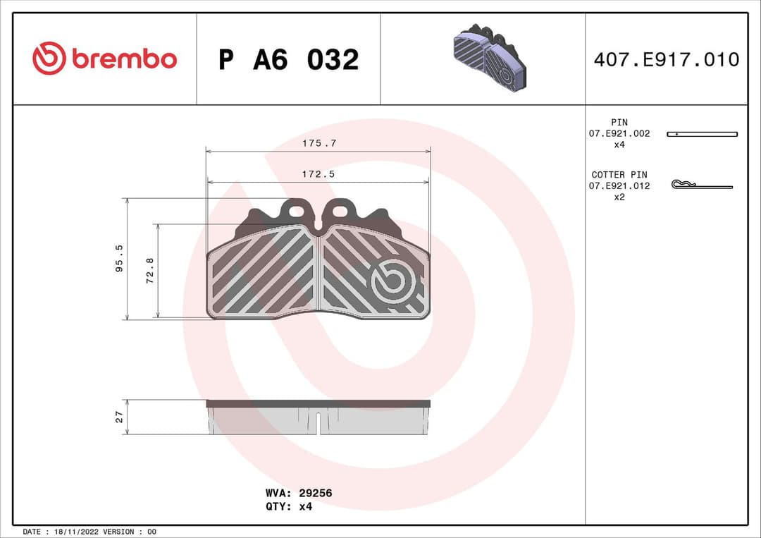 set placute frana,frana disc BREMBO PRIME LINE P A6 032