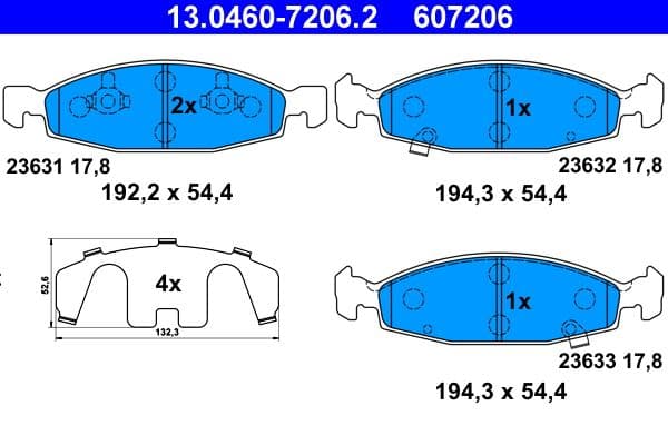 set placute frana,frana disc ATE 13.0460-7206.2