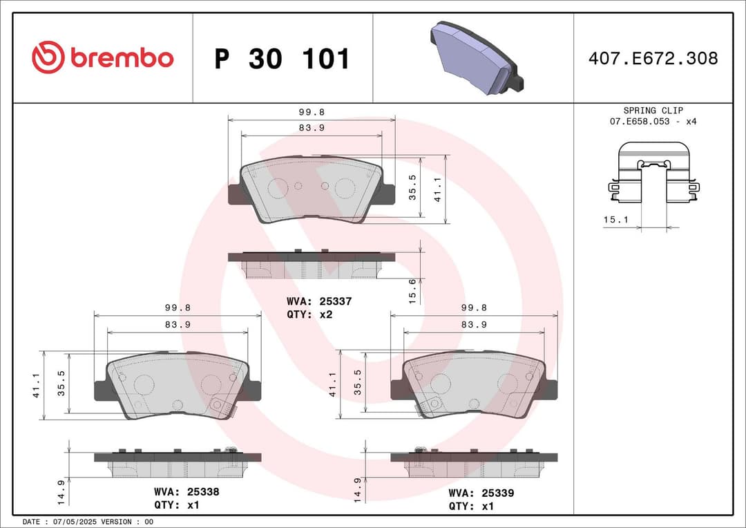 set placute frana,frana disc BREMBO PRIME LINE P 30 101