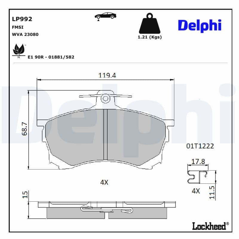 set placute frana,frana disc DELPHI LP992