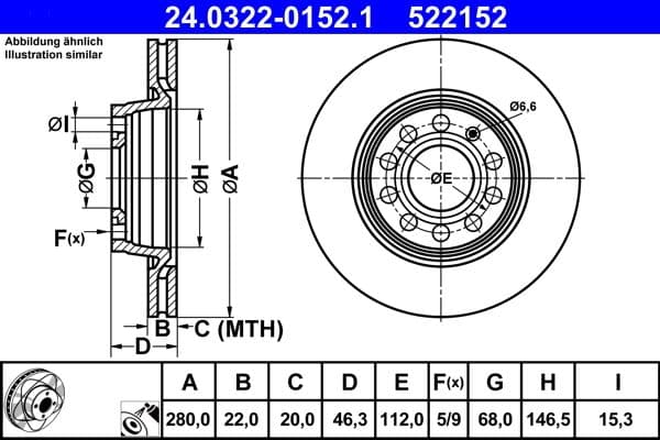 Disc frana ATE 24.0322-0152.1