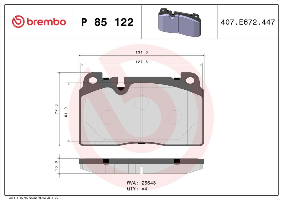 set placute frana,frana disc BREMBO PRIME LINE P 85 122
