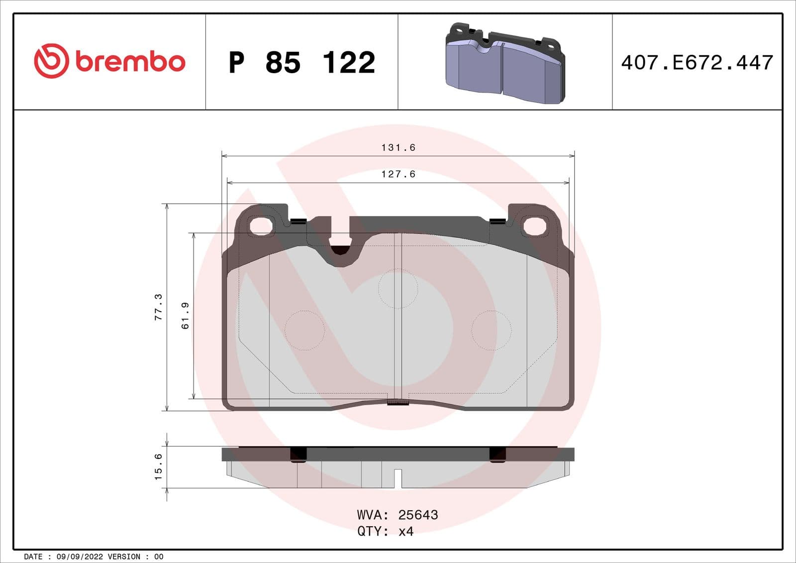 set placute frana,frana disc BREMBO PRIME LINE P 85 122
