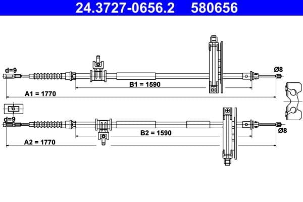 Cablu, frana de parcare ATE 24.3727-0656.2