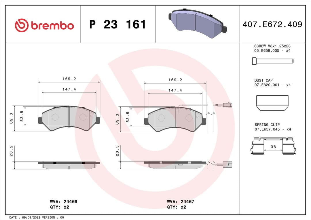 set placute frana,frana disc BREMBO PRIME LINE P 23 161