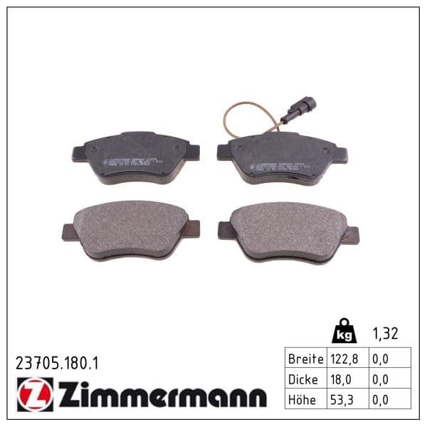 set placute frana,frana disc ZIMMERMANN 23705.180.1