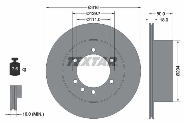 Disc frana TEXTAR 92129900