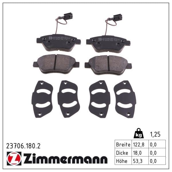 set placute frana,frana disc ZIMMERMANN 23706.180.2