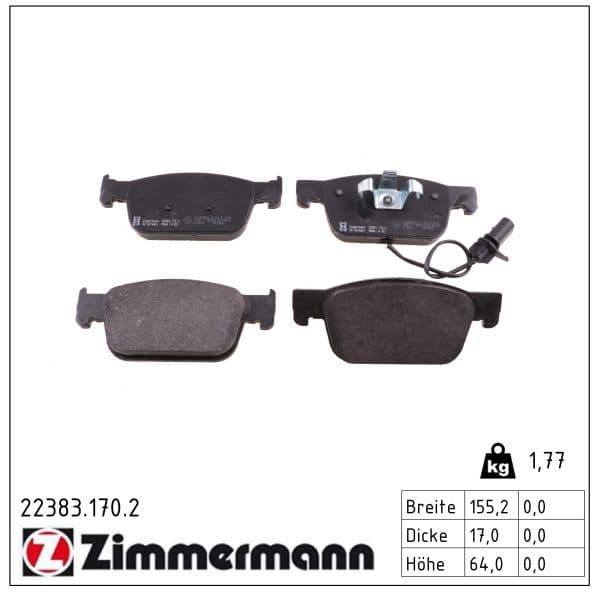 set placute frana,frana disc ZIMMERMANN 22383.170.2