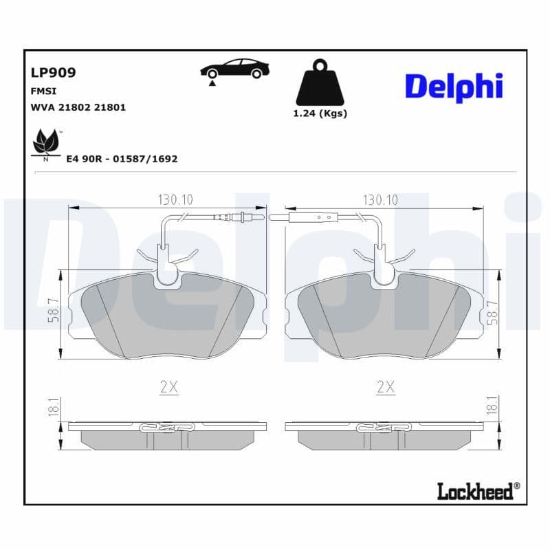 set placute frana,frana disc DELPHI LP909