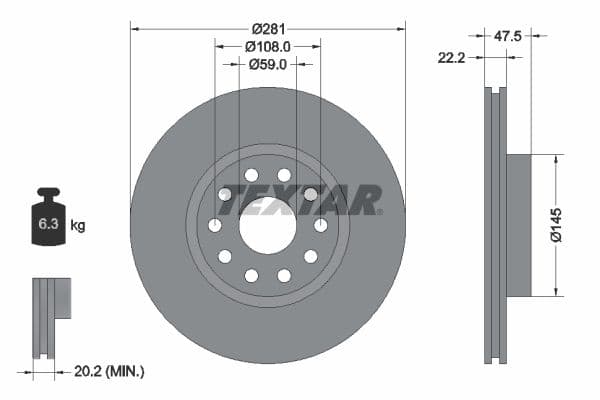 Disc frana TEXTAR 92093800