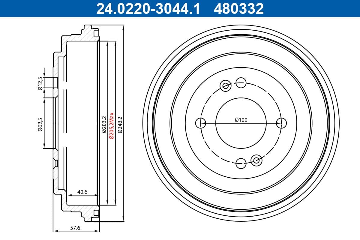 Tambur frana ATE 24.0220-3044.1