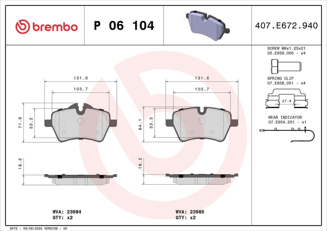 set placute frana,frana disc BREMBO PRIME LINE P 06 104