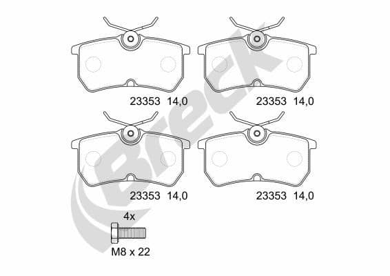 set placute frana,frana disc BRECK 23353 00 704 00