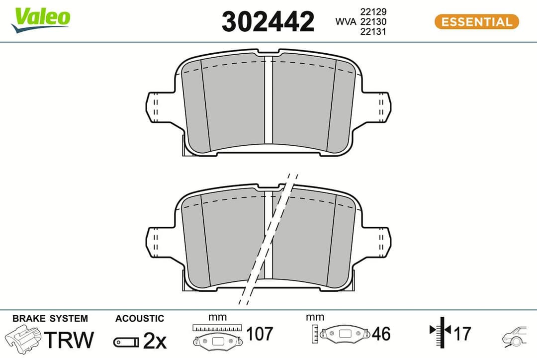 set placute frana,frana disc VALEO ESSENTIAL 302442