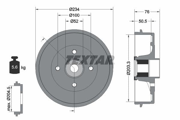 Tambur frana TEXTAR 94042400
