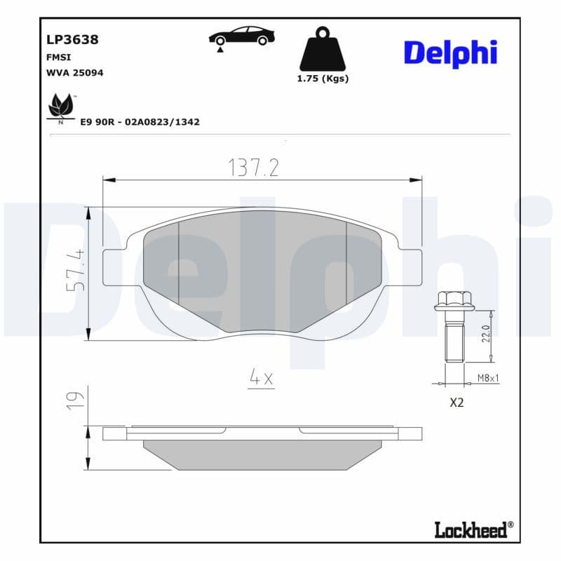 set placute frana,frana disc DELPHI LP3638