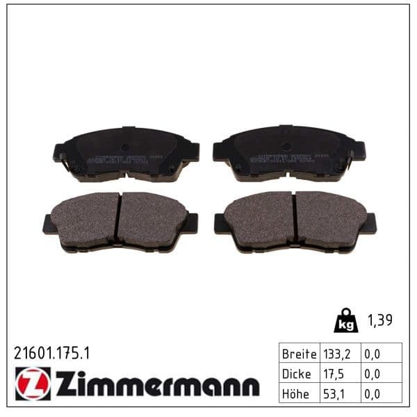 set placute frana,frana disc ZIMMERMANN 21601.175.1