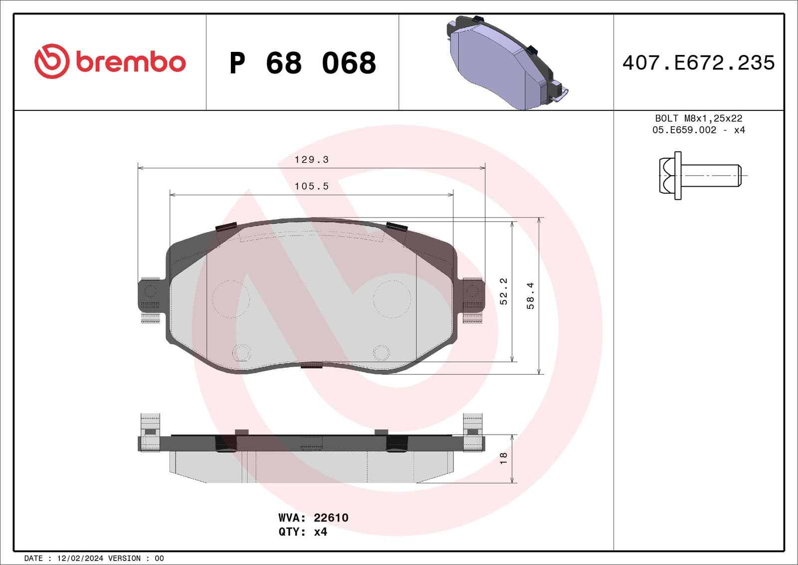set placute frana,frana disc BREMBO PRIME LINE P 68 068
