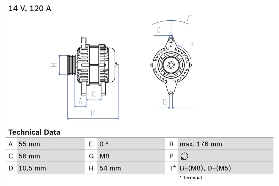 Generator / Alternator BOSCH 0 986 046 150