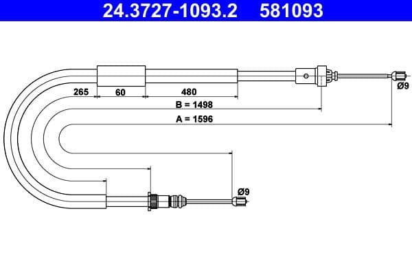 Cablu, frana de parcare ATE 24.3727-1093.2