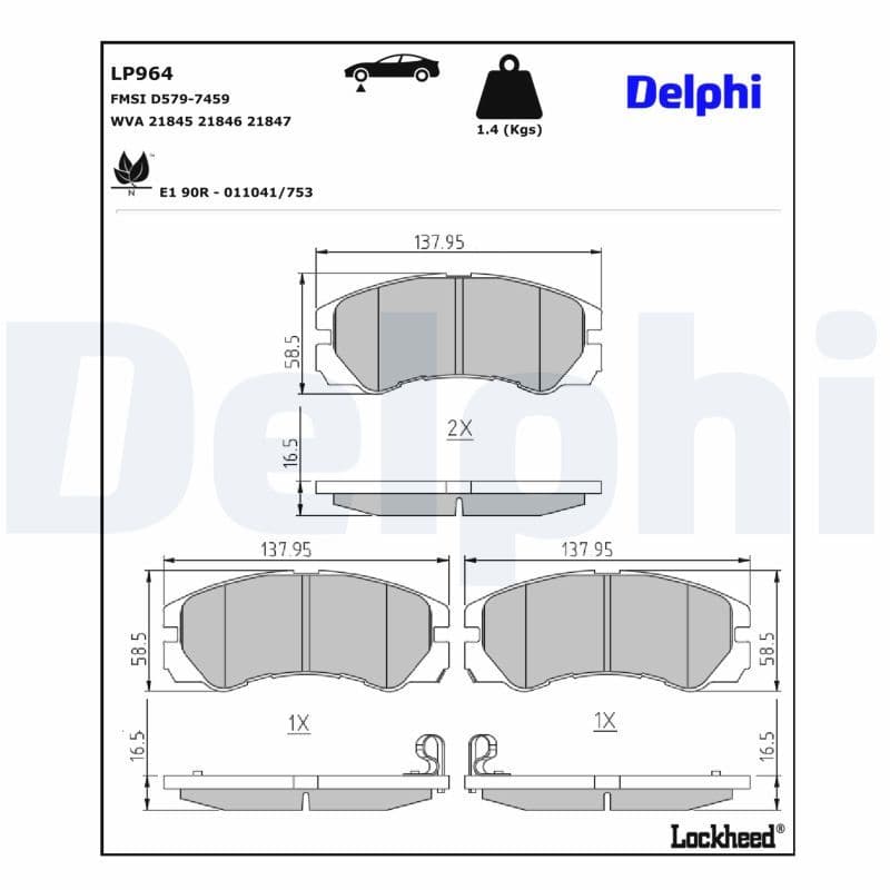 set placute frana,frana disc DELPHI LP964