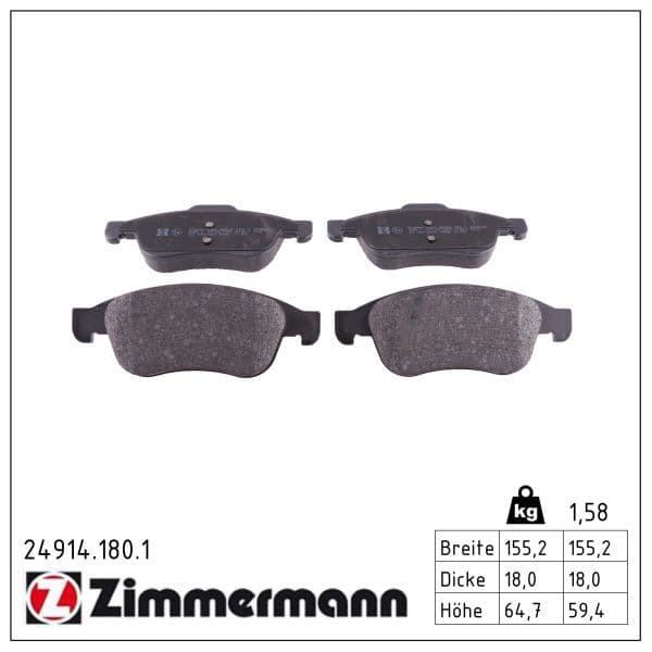 set placute frana,frana disc ZIMMERMANN 24914.180.1