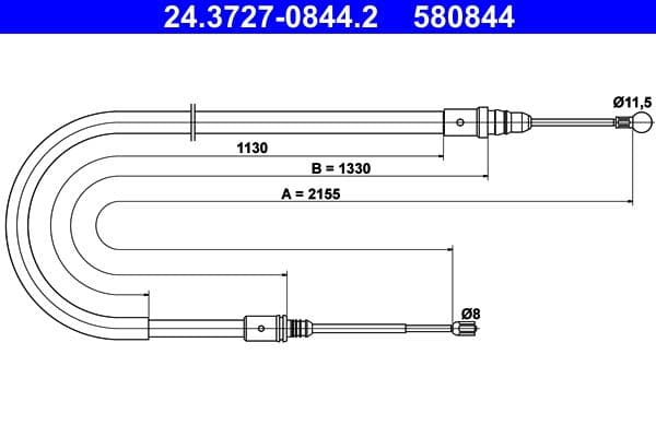 Cablu, frana de parcare ATE 24.3727-0844.2