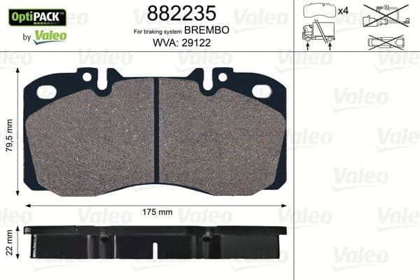 set placute frana,frana disc VALEO OPTIPACK 882235