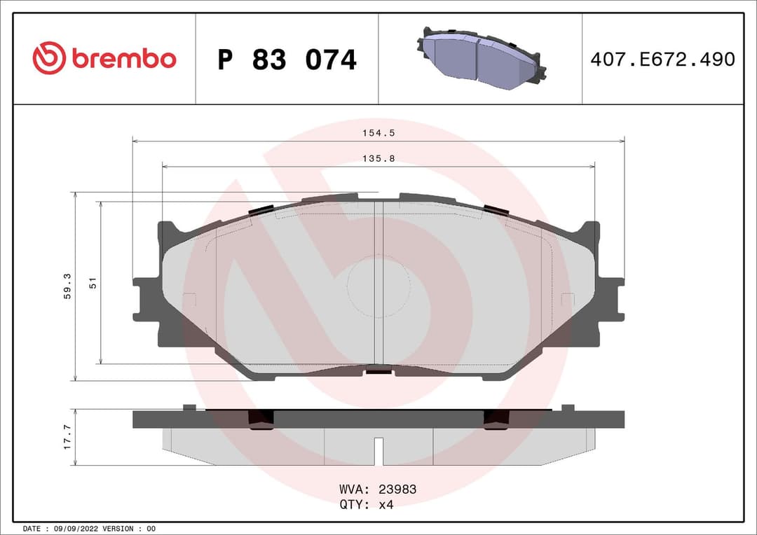set placute frana,frana disc BREMBO PRIME LINE P 83 074