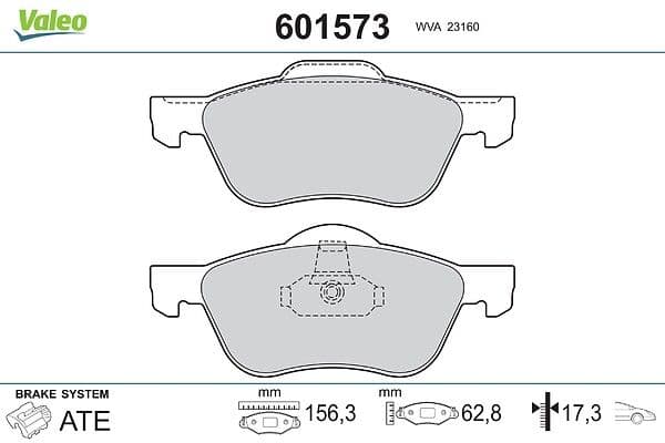 set placute frana,frana disc VALEO 601573