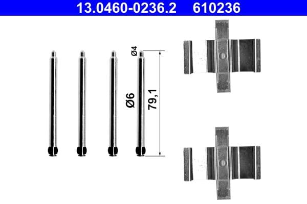 Set accesorii, placute frana ATE 13.0460-0236.2