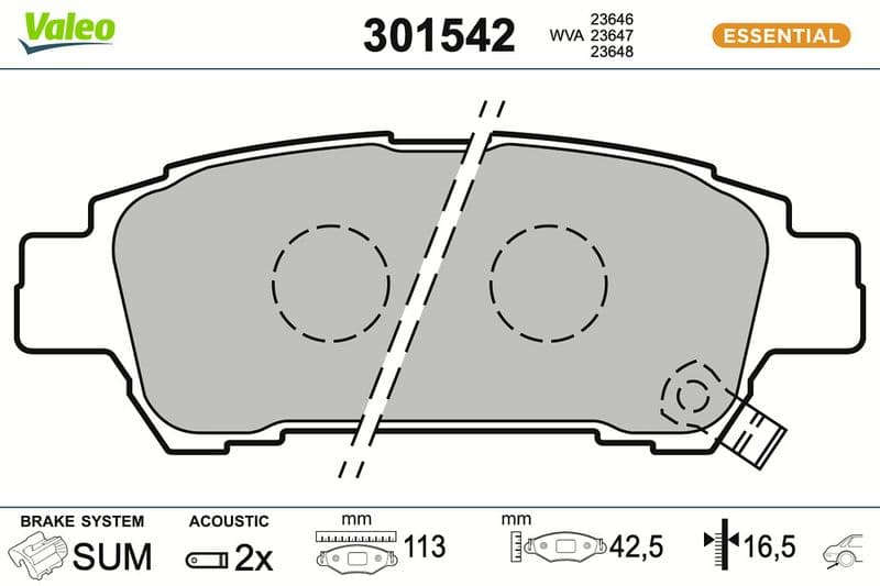 set placute frana,frana disc VALEO ESSENTIAL 301542