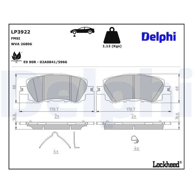 set placute frana,frana disc DELPHI LP3922