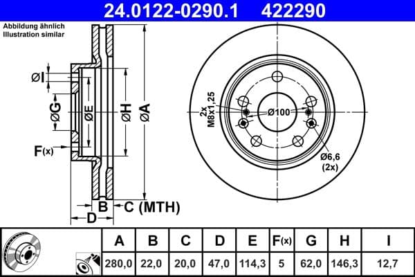 Disc frana ATE 24.0122-0290.1