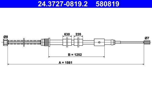 Cablu, frana de parcare ATE 24.3727-0819.2