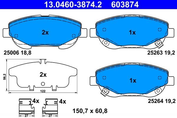 set placute frana,frana disc ATE 13.0460-3874.2